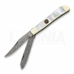 Hen & Rooster Damascus Trapper Pocket Knife, 3 1/2"
